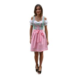 Dirndl Set Trachtenkleid 507GT Grün Rosa kariert