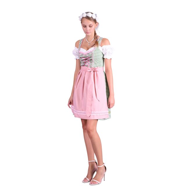 Dirndl se Trachtenkleid 512GT Grün Weiß kariert