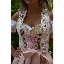 Dirndl set Trachtenkleid 515GT Rosa Gelb geblümt