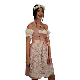 Dirndl Set 518GT Trachtenkleid Rosa Weiß gepunktet