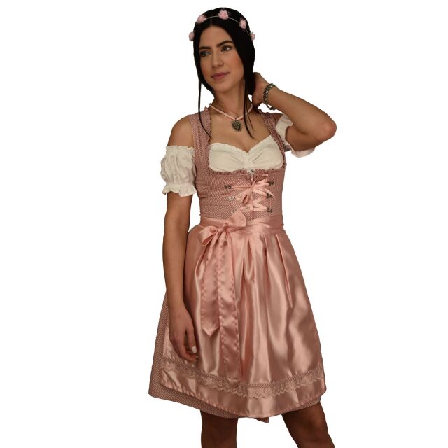 Dirndl Set 517gt Rose Weiß gepunktet