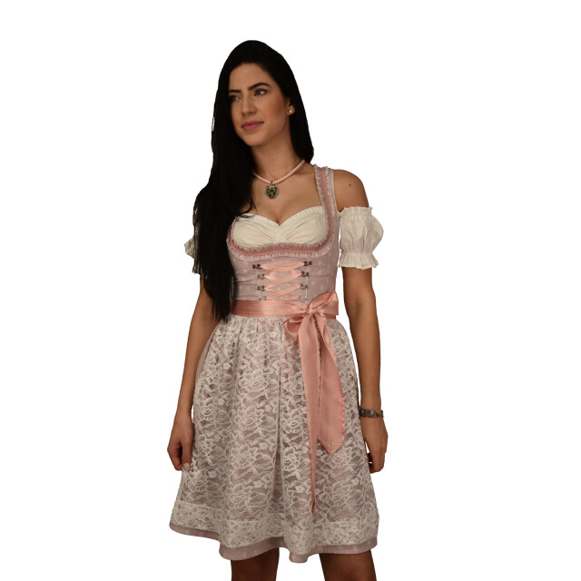 Dirndl Set Trachtenkleid 521GT Pastelviolett mit Schleifchen Muster