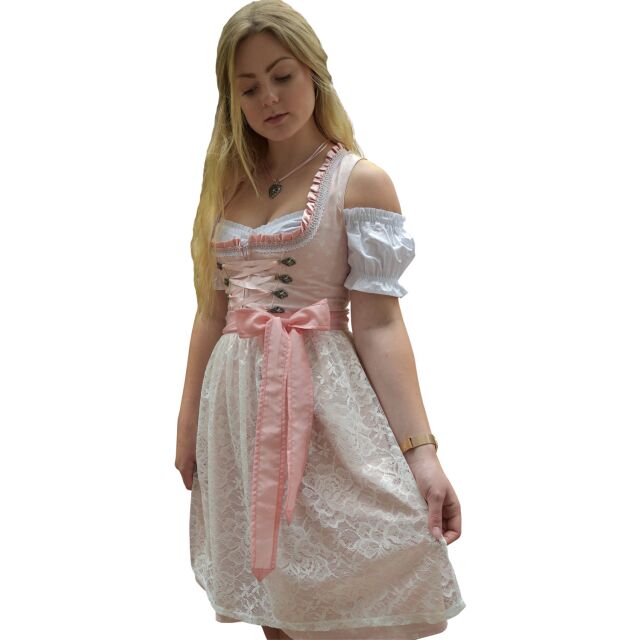 Dirndl Set Trachtenkleid 527GT Rosa mit Schleifchen Muster