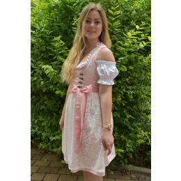 Dirndl Set Trachtenkleid 527GT Rosa mit Schleifchen Muster