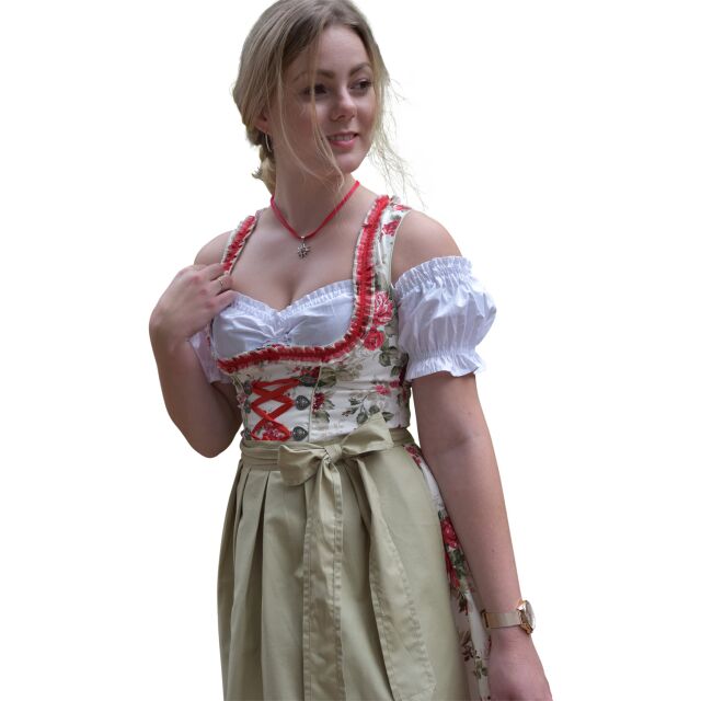 Dirndl Set Trachtenkleid Y484GT rot grün geblümt