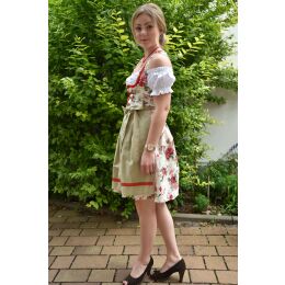 Dirndl Set Trachtenkleid Y484GT rot grün geblümt