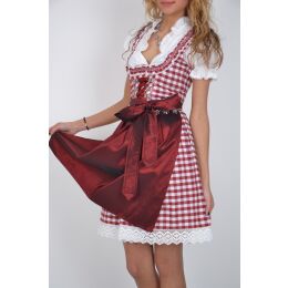 Dirndl Set Trachtenkleid 333GT Bordo Weiß kariert