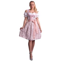 Dirndl Set Trachtenkleid 534GT Cremeweiß mit Rosa geblümt