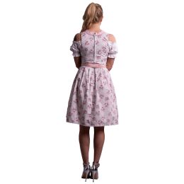 Dirndl Set Trachtenkleid 534GT Cremeweiß mit Rosa geblümt