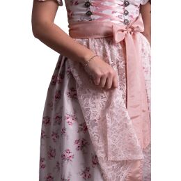 Dirndl Set Trachtenkleid 534GT Cremeweiß mit Rosa geblümt