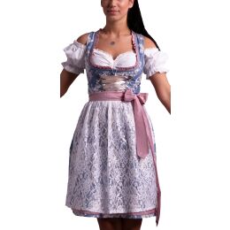 Dirndl Set Trachtenkleid 536GT Fernblau geblümt