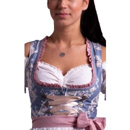 Dirndl Set Trachtenkleid 536GT Fernblau geblümt