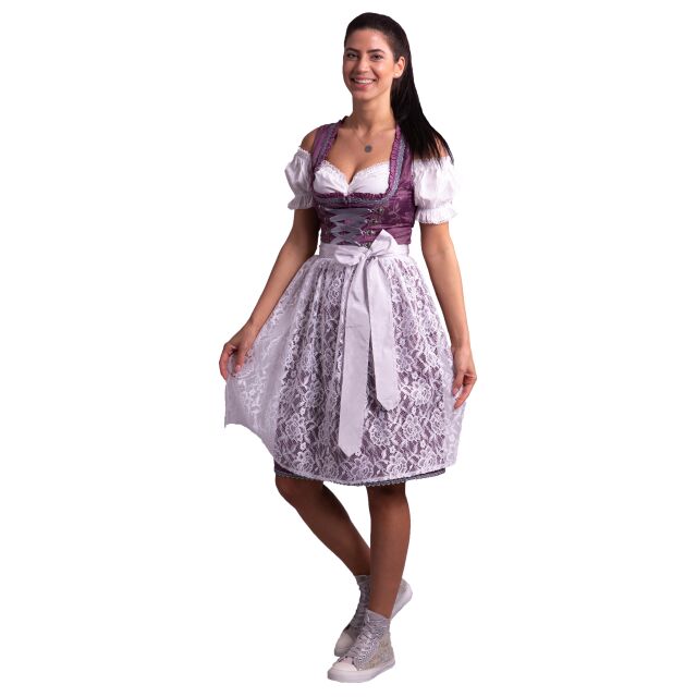 Dirndl Set Trachtenkleid 540GT Lila geblümt