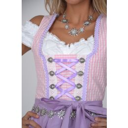 Dirndl Set 3tlg. Trachtenkleid 316GT Rosa&Weiß Kariert Gr 34 36 38 40 42