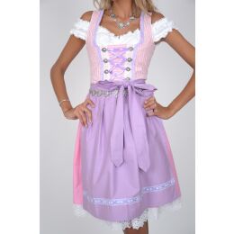 Dirndl Set 3tlg. Trachtenkleid 316GT Rosa&Weiß Kariert Gr 34 36 38 40 42