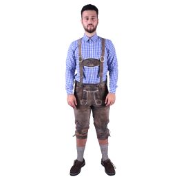 Herren Trachten Lederhosen CINIS Braun Kniebund mit...