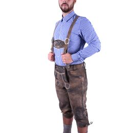 Herren Trachten Lederhosen CINIS Braun Kniebund mit...