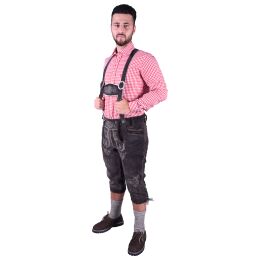 Herren Trachten Lederhosen CINIS Schwarz Kniebund mit...