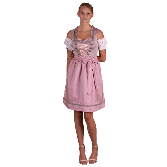 Dirndl Set DEMETER 2tlg.Altrosa Grau geblümt 546GT