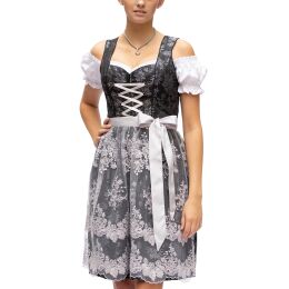 Dirndl Set Medusa 2tlg.Trachtenkleid Schwarz Grau...