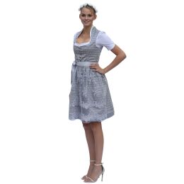 Dirndl Set ELITA 2tlg. Trachtenkleid Grau Lila geblümt 542GT