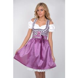 Dirndl Set Trachtenkleid 334GT Lila Weiss kariert