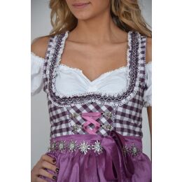 Dirndl Set Trachtenkleid 334GT Lila Weiss kariert