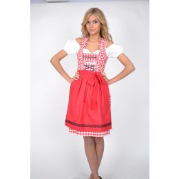 Dirndl Set-Trachtenkleid 345GT Rot&weiß Kariert  3tlg.Gr.34,36,38,40,42