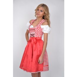 Dirndl Set-Trachtenkleid 345GT Rot&weiß Kariert  3tlg.Gr.34,36,38,40,42