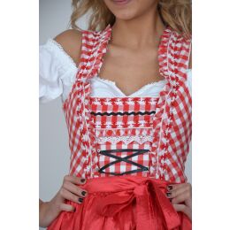 Dirndl Set-Trachtenkleid 345GT Rot&weiß Kariert  3tlg.Gr.34,36,38,40,42